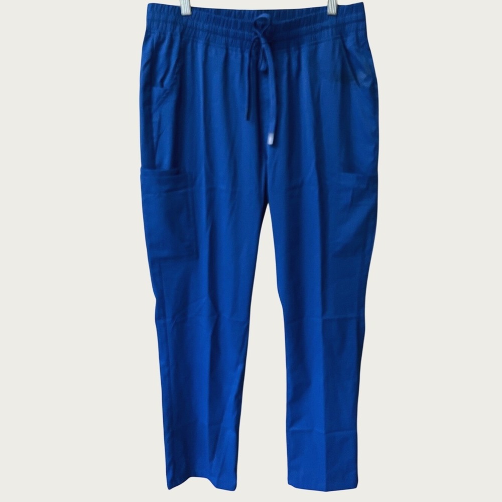 CozyFit Cargo Scrub Pants Drawstring Straight Leg Unisex Large Royal Blue NWOT